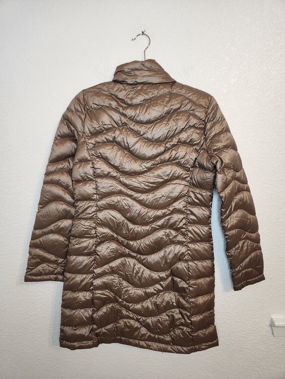 Andrew Marc Premium Down Packable Long Puffer Coat Taupe Brown Womens S - Picture 3 of 16